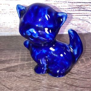 Vintage VAN BRIGGLE Pottery ARTS & CRAFTS Kitty Cat KITTEN Blue Figurine